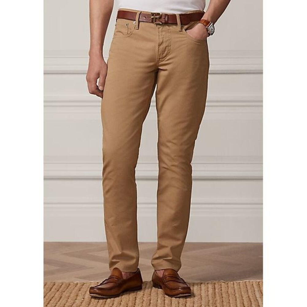 Ralph Lauren Purple Label Slim Fit Pique Jeans Men 36x30 Icon Khaki NWT $495